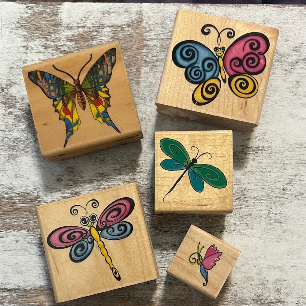 Colorful Butterfly and Dragonfly Stamps